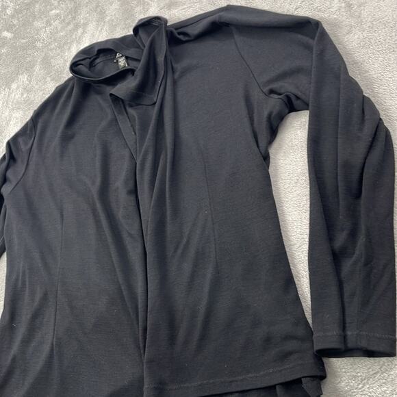 Eileen Fisher XL 100% Wool Black Open Drape Cardigan Sweater - Picture 14 of 16